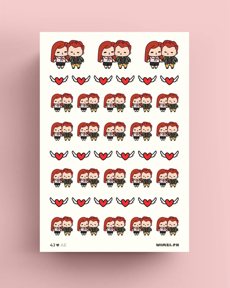 Hearts and Kisses Couple Planner Stickers
