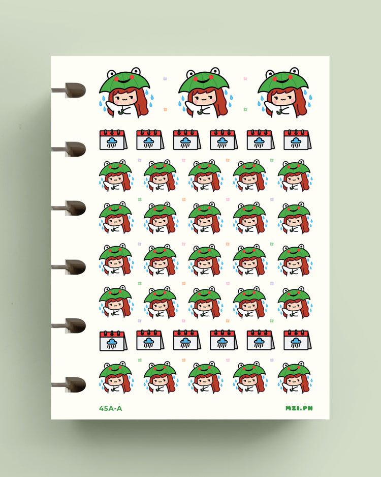 Rainy Day Frog Umbrella Planner Stickers