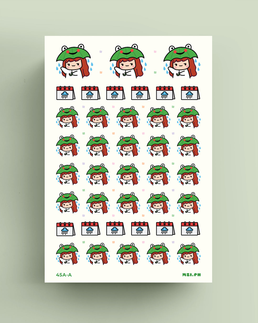 Rainy Day Frog Umbrella Planner Stickers