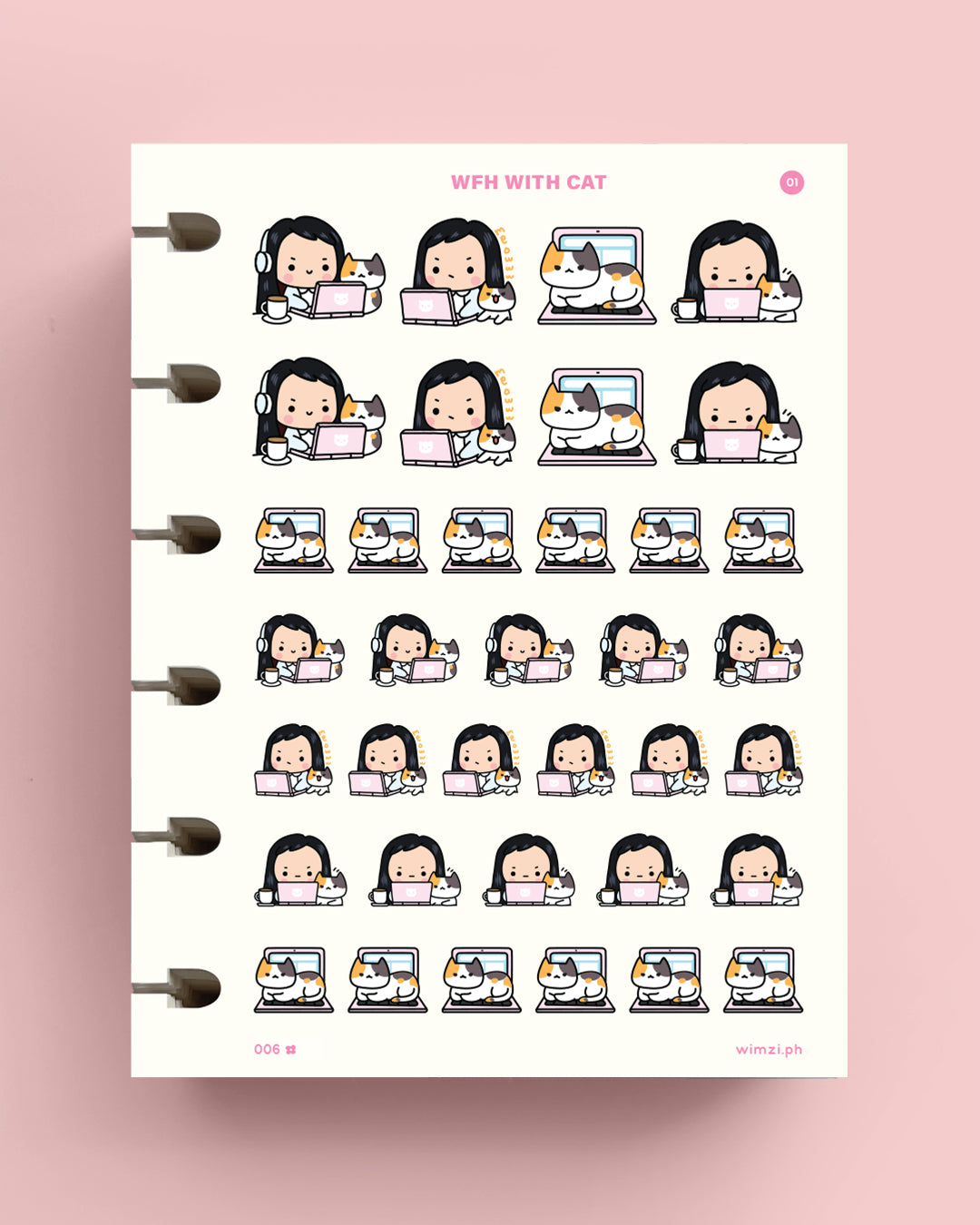 Work From Home With Cat Planner Stickers