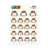 Sheet of stickers with clown cartoon character wearing a rainbow hat on a white background, featuring the brand &
