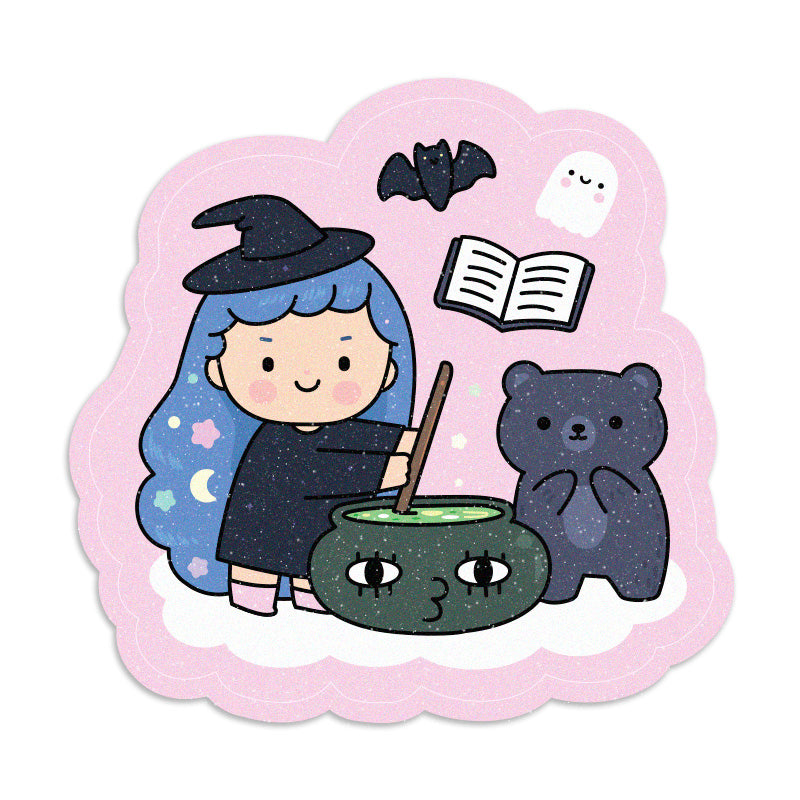 Cute Witch Vinyl Sticker