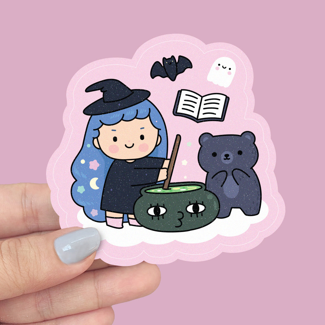 Cute Witch Vinyl Sticker