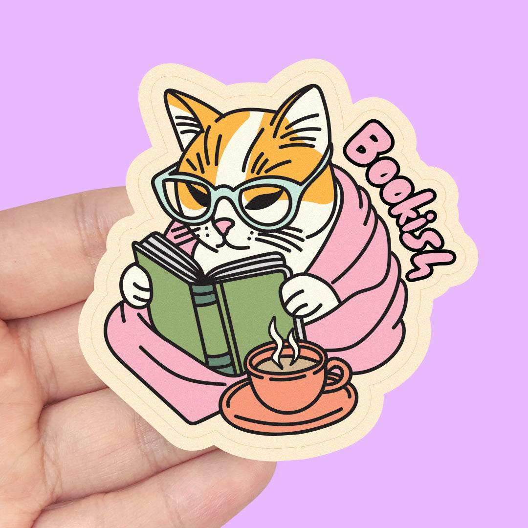 Bookish Cat Vinyl Sticker