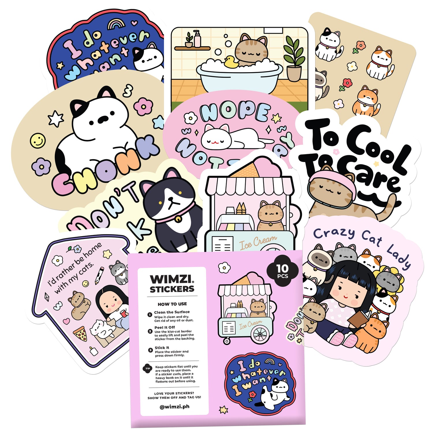 Cat Vinyl Sticker Pack (10 Stickers)