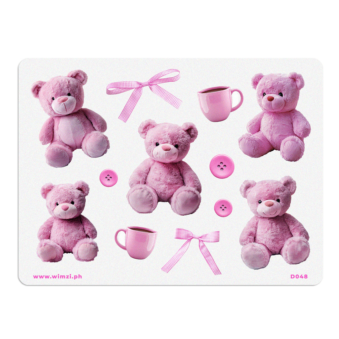 Pink Bears Decorative Sticker Sheet