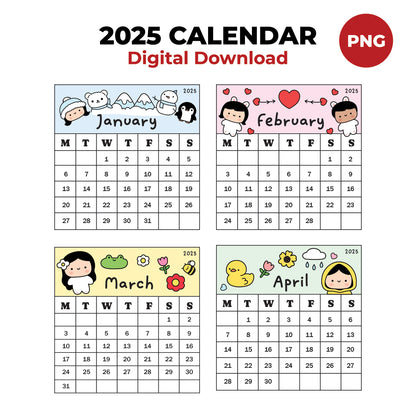 2025 Calendar PNG Images Digital Download