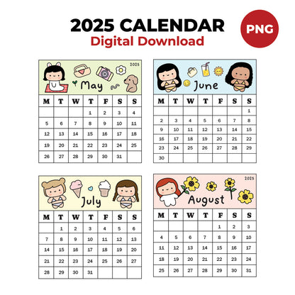 2025 Calendar PNG Images Digital Download