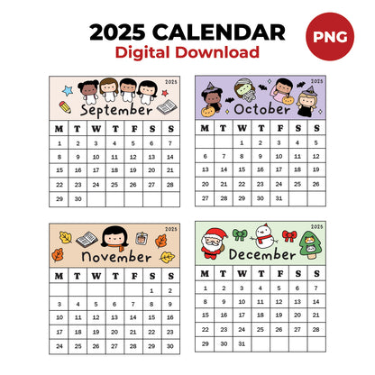 2025 Calendar PNG Images Digital Download