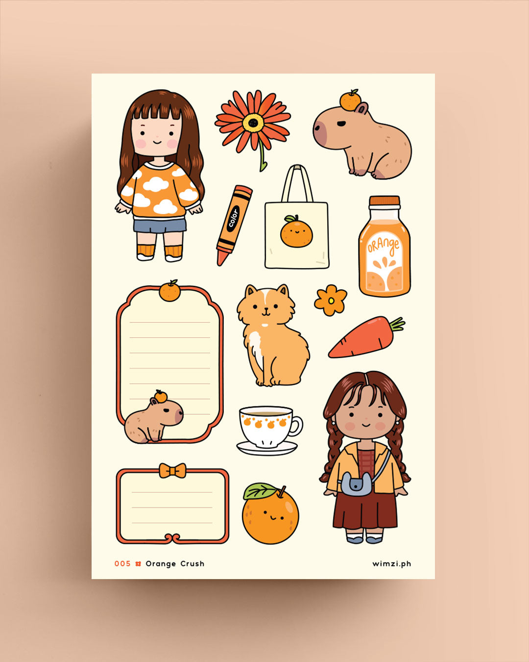 Orange Crush Decorative Sticker Sheet