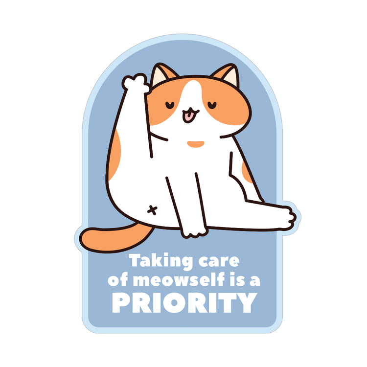 Self Care Kitty Vinyl Diecut Sticker