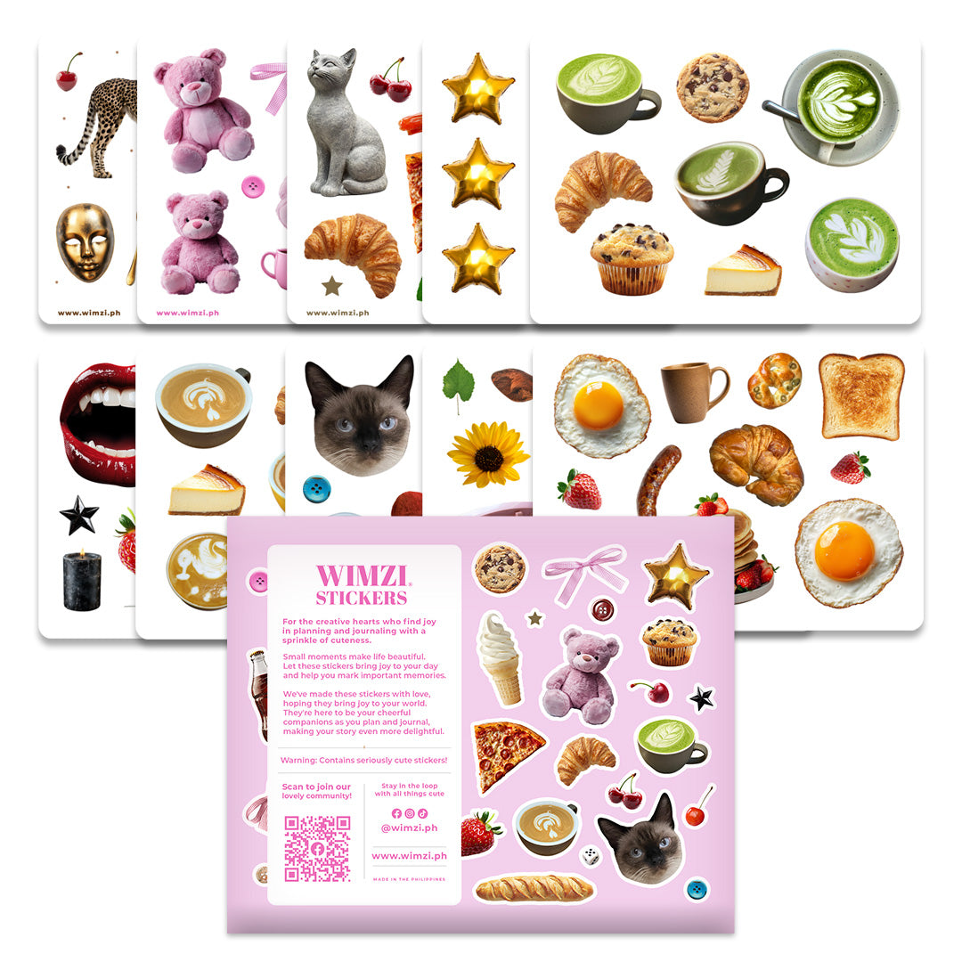 Collection of various sticker sheets with different designs
