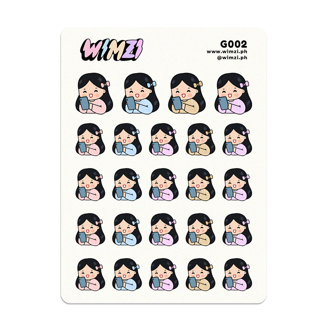 Sheet of cartoon character planner stickers with &