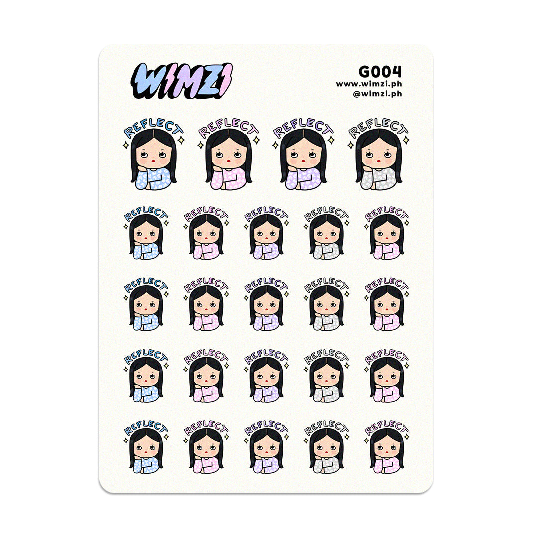 Sheet of cartoon character stickers with &