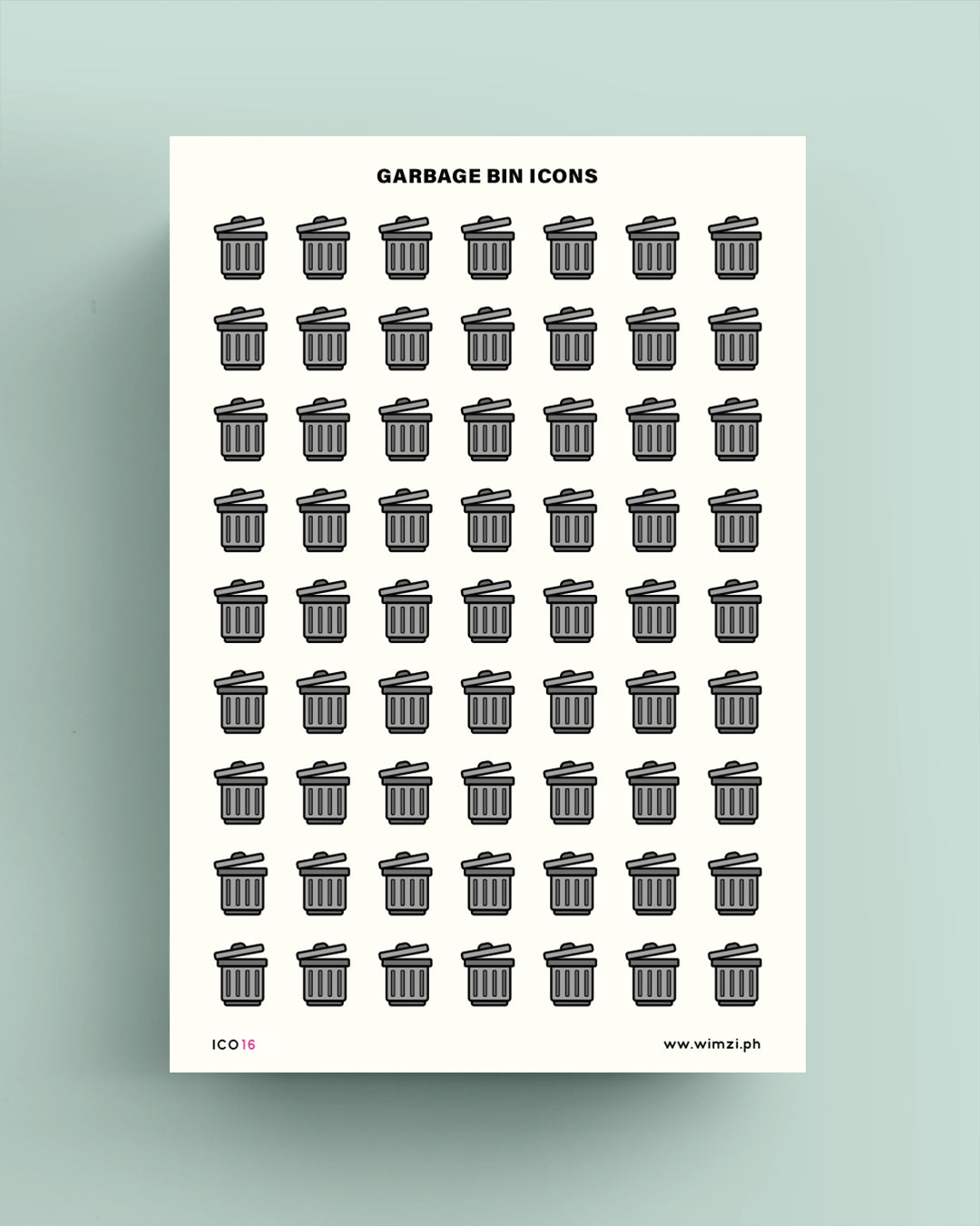 Trash Can Transparent Icon Sticker Sheet