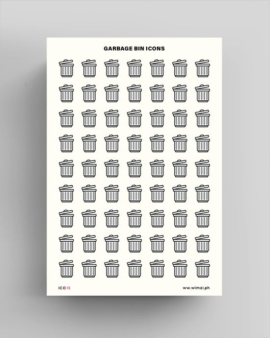 Trash Can Transparent Icon Sticker Sheet