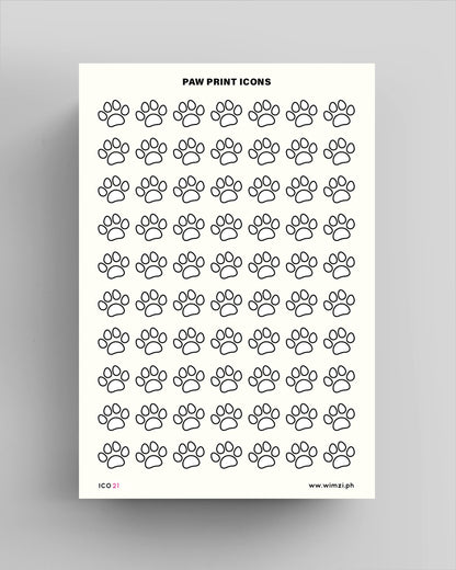 Paws Prints Transparent Icon Sticker Sheet