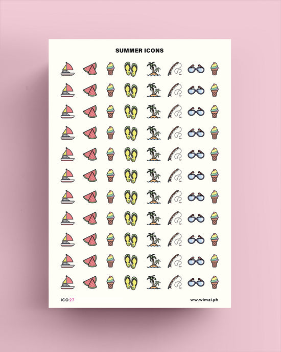 Summer Transparent Icons Planner Stickers