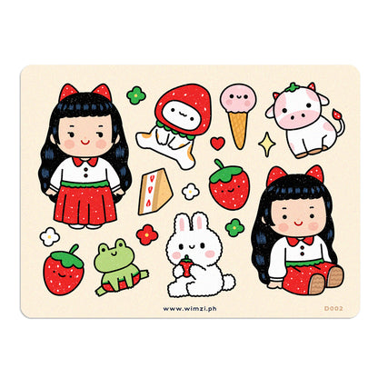 Strawberry Girl Decorative Sticker Sheet