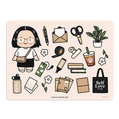 Stationery Girl Cute Sticker Sheet