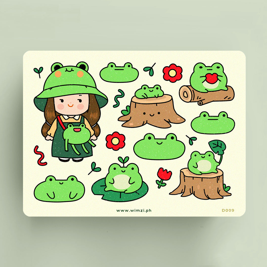 Frog Themed Decorative Sticker Sheet