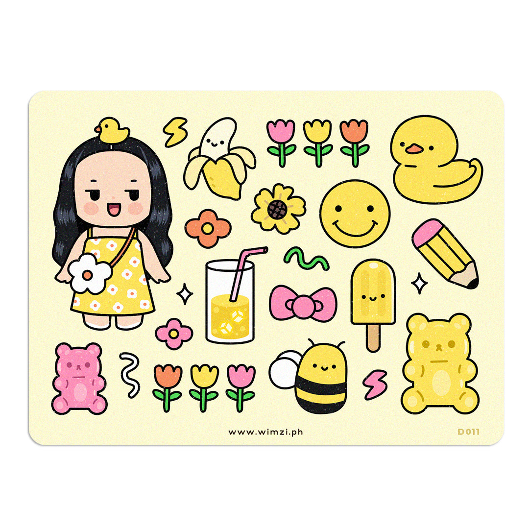 Yellow Fluff &amp; Stuff Decorative Sticker Sheet