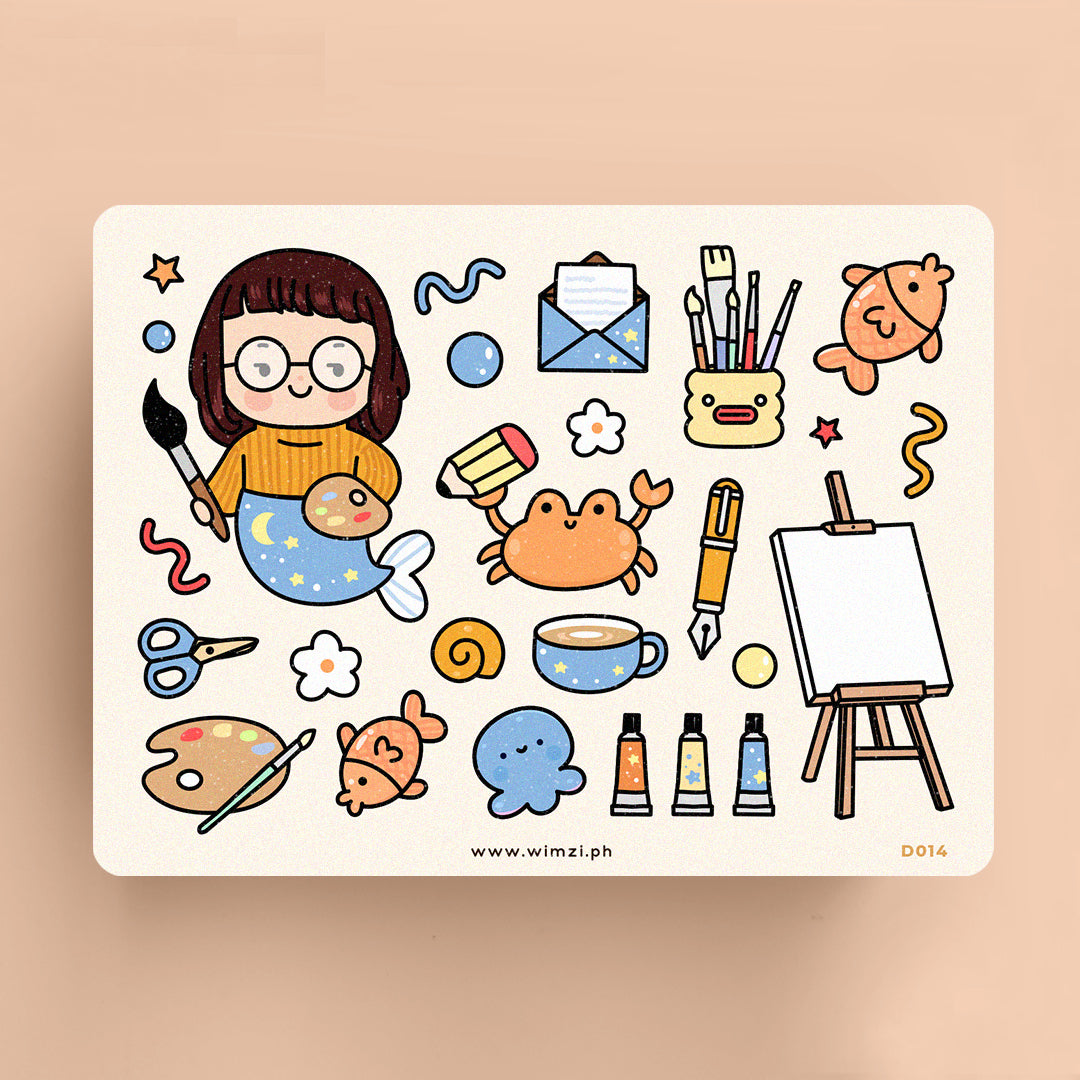 Artistic Mermaid Cute Sticker Sheet