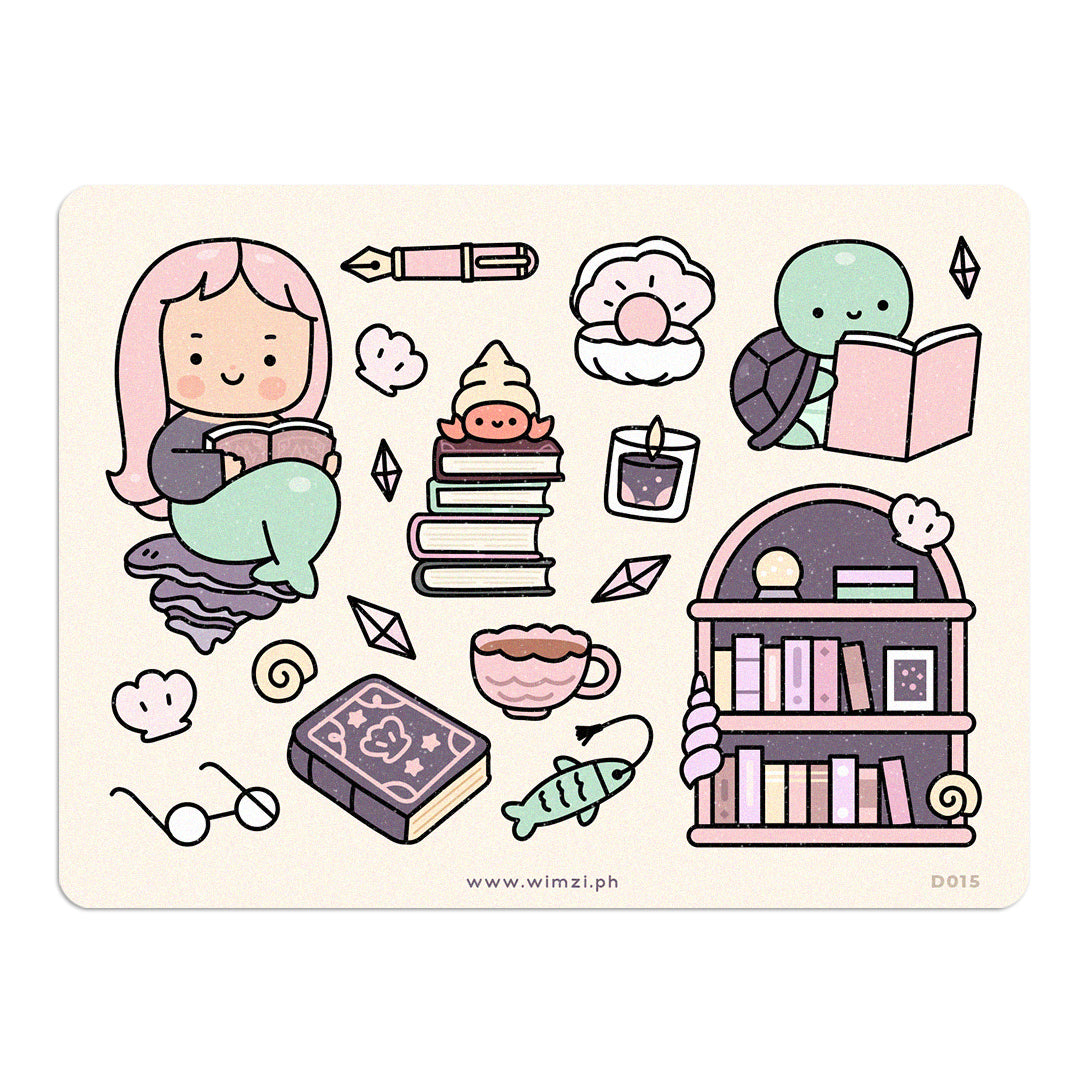 Bookish Mermaid Decorative Sticker Sheet