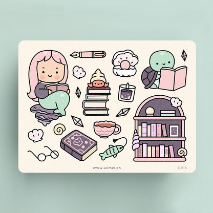 Bookish Mermaid Decorative Sticker Sheet