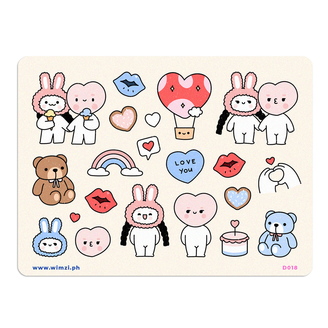 Lovey Dovey Couple Cute Sticker Sheet