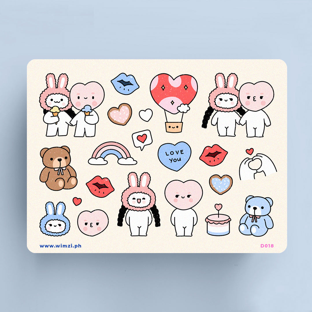 Lovey Dovey Couple Cute Sticker Sheet