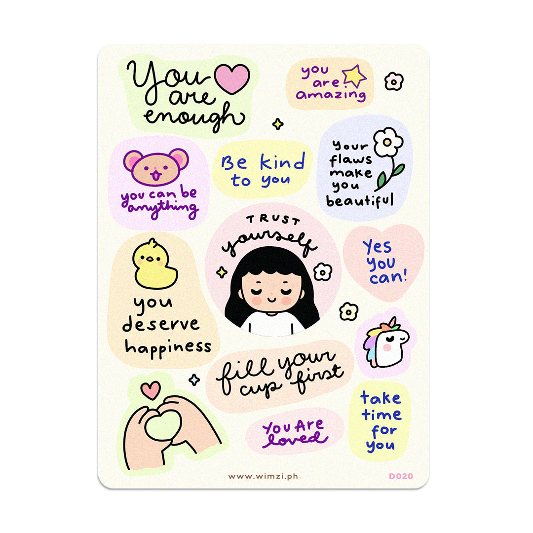 Self Love Notes Cute Sticker Sheet