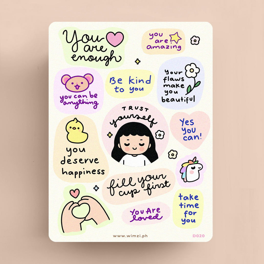 Self Love Notes Cute Sticker Sheet