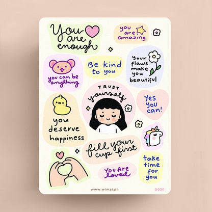 Self Love Notes Cute Sticker Sheet