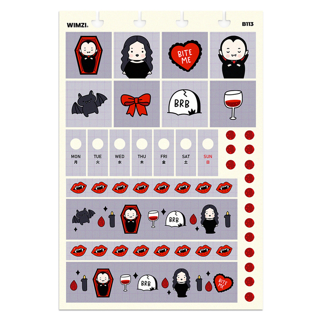 Cute Vampires Hobonichi Weeks Sticker Kit