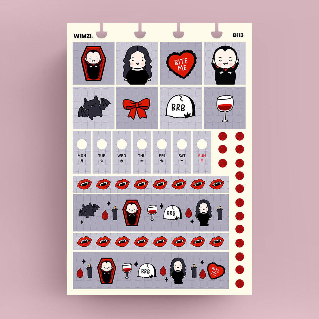 Cute Vampires Hobonichi Weeks Sticker Kit