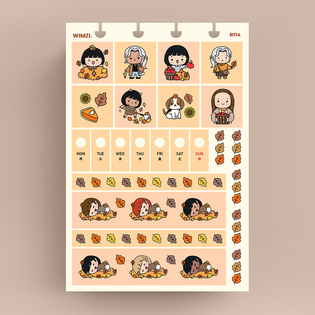 Hello Fall Hobonichi Weeks Sticker Kit