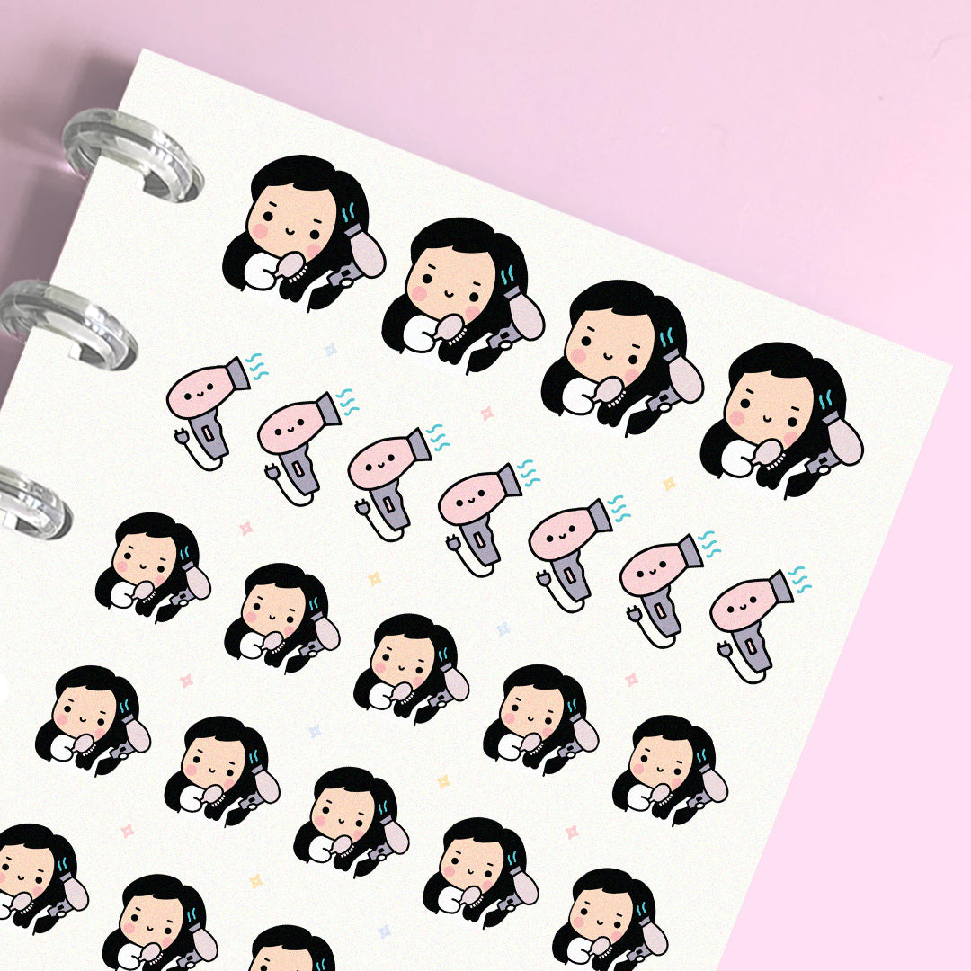 Blow Dry Hair Planner Stickers