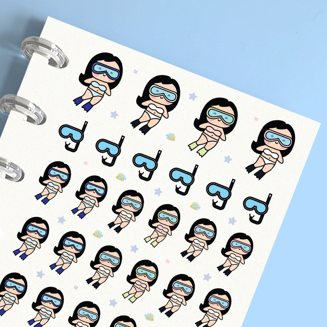 Snorkeling Free Diving Planner Stickers