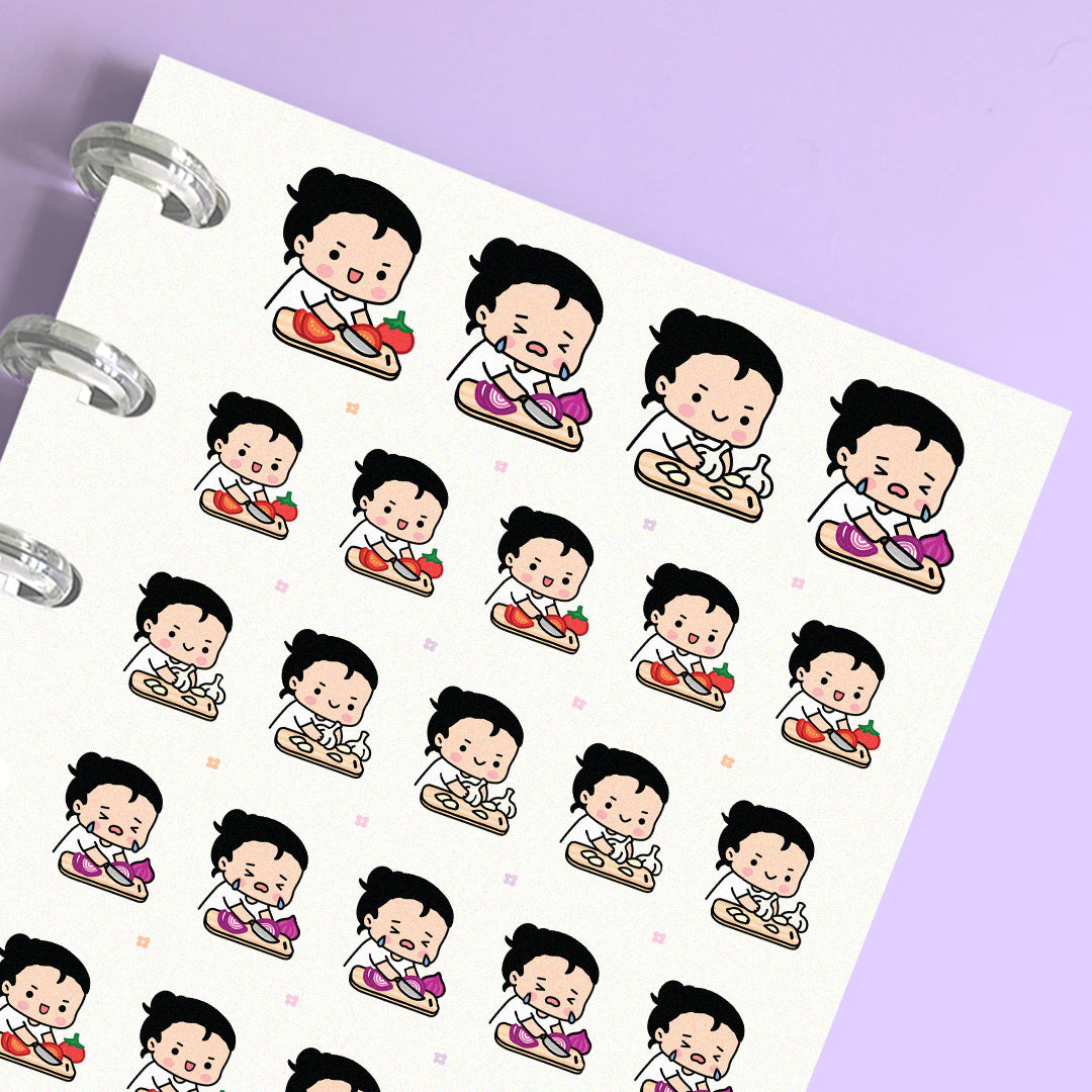 Cutting Onion Meal Prep Planner Stickers