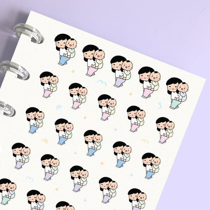 Mom &amp; Little Boy Piggy Back Ride Stickers