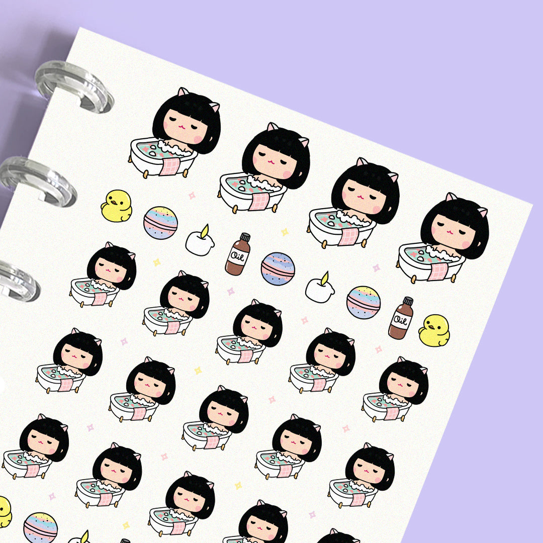 Bubble Bath Time, Bathtub Planner Stickers