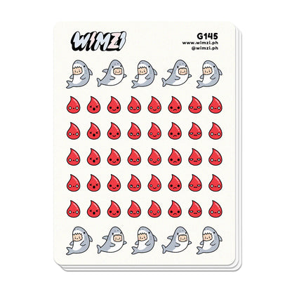 PMS Period Pain, Shark Week, Planner Stickers