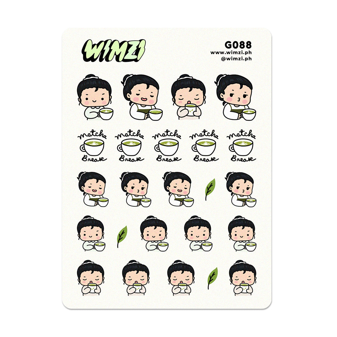 Matcha Break Planner Stickers