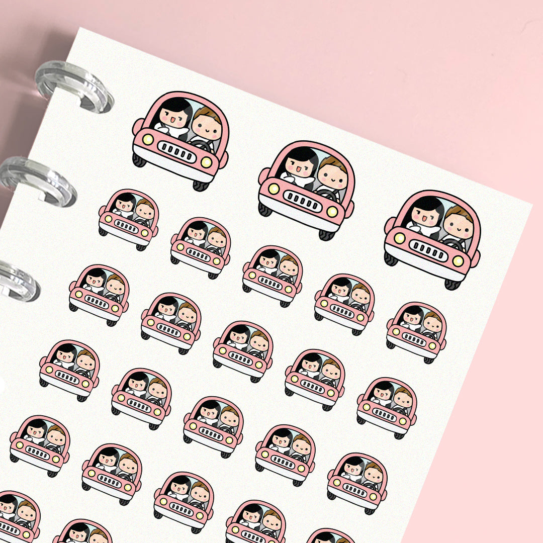 Car Ride Couple Planner Stickers