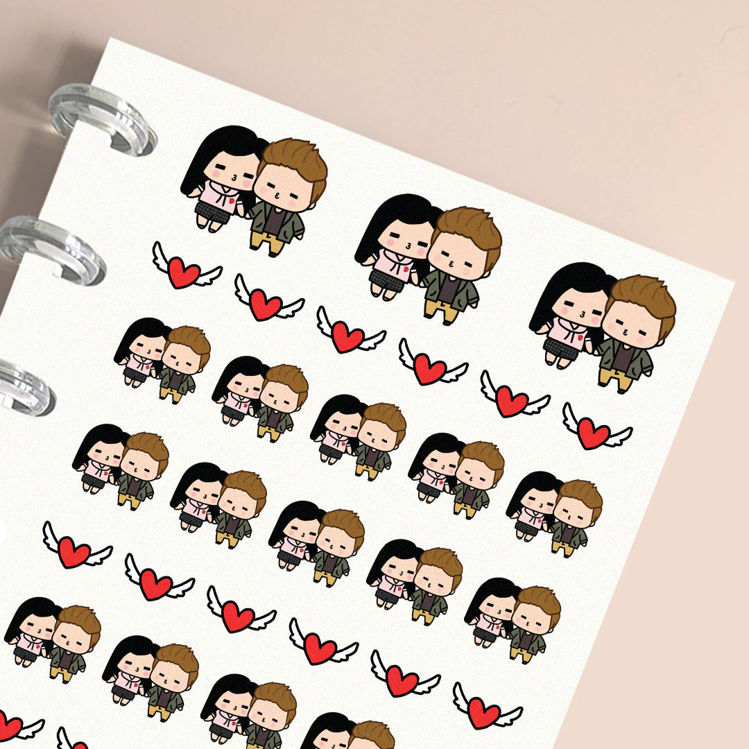 Hearts and Kisses Couple Planner Stickers