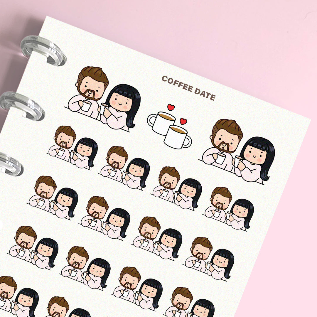 Coffee Date Couple Planner Stickers