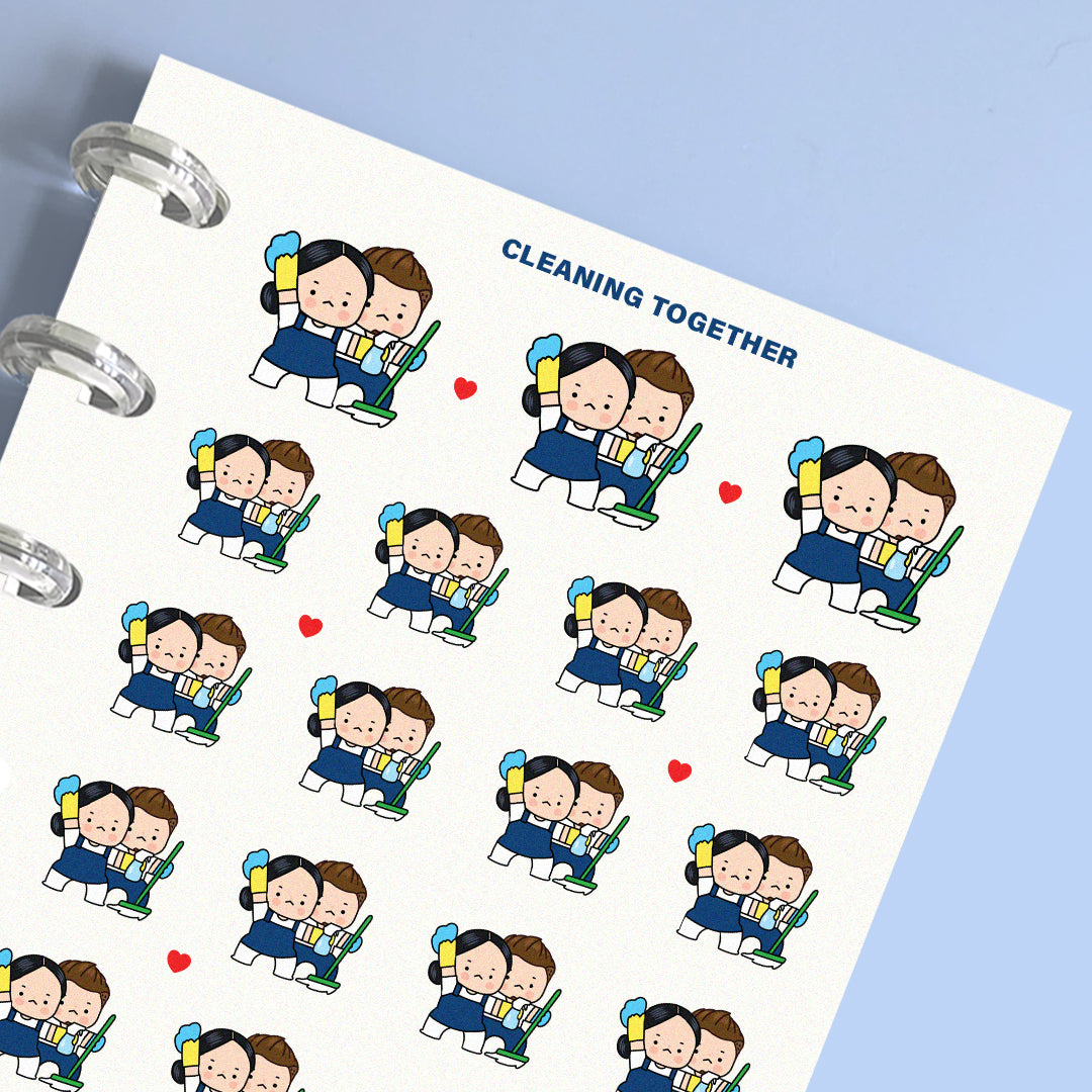 Cleaning Together Couple Planner Stickers