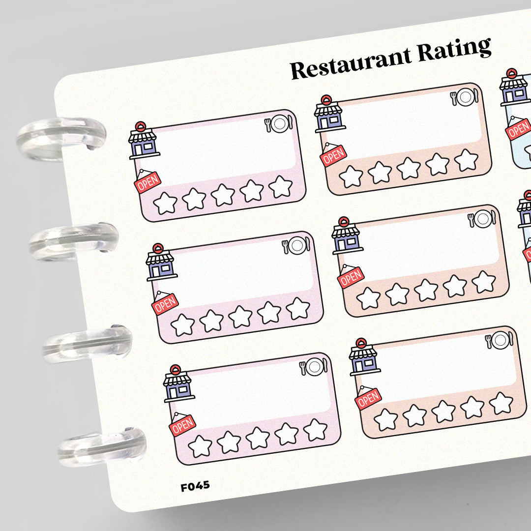 Restaurant Rating Planner Stickers