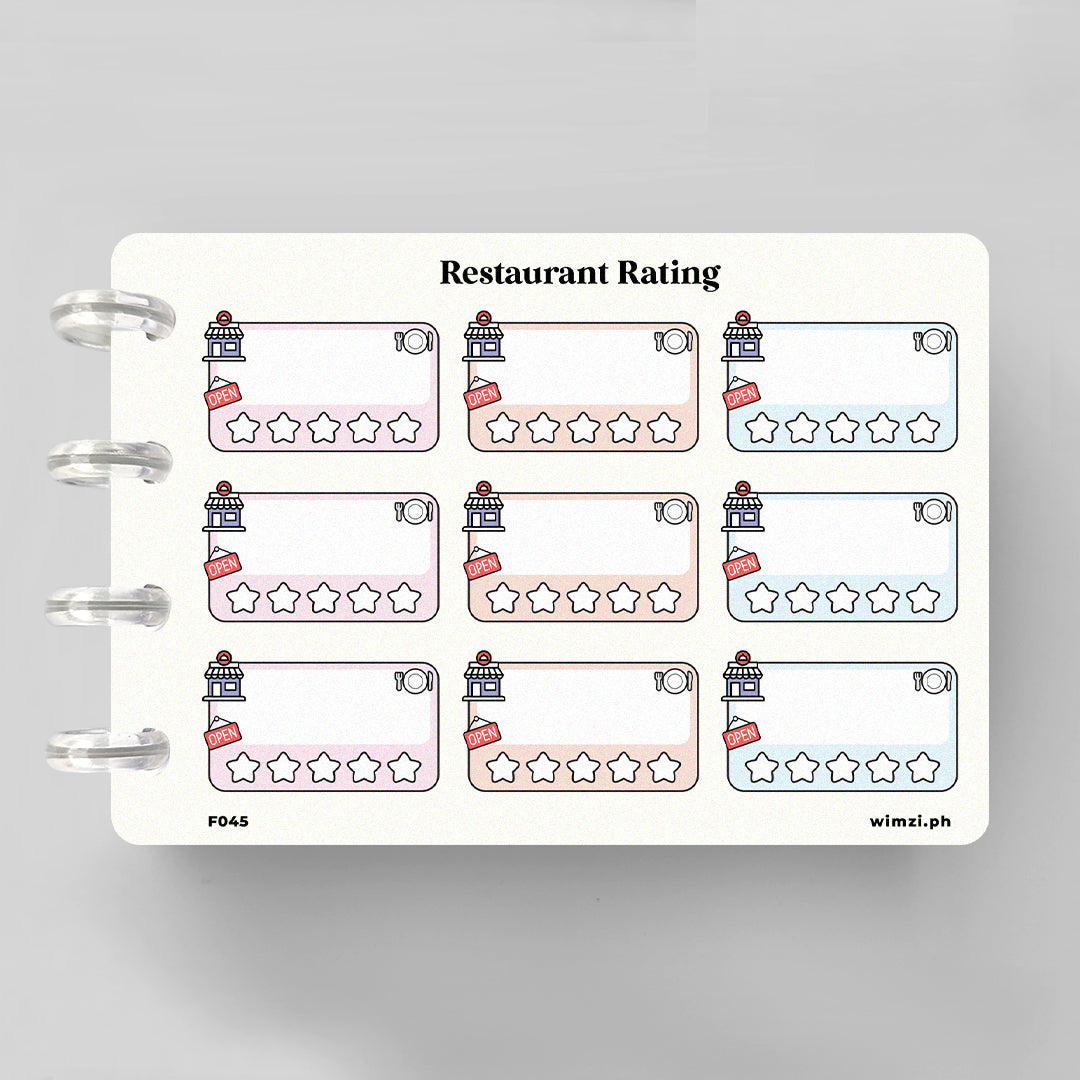 Restaurant Rating Planner Stickers